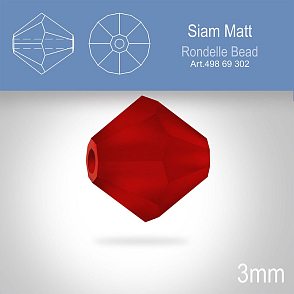 PRECIOSA Bicone (sluníčko) velikost 3mm. Barva SIAM MATT. Balení 40ks