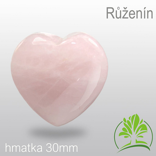 Minerály HMATKY tvar Srdce velikost 30mm Růženín