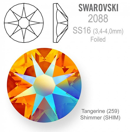 SWAROVSKI 2088 XIRIUS FOILED velikost SS16 barva Tangerine Shimmer