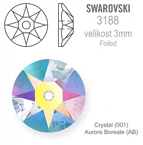 Swarovski 3188 XIRIUS Lochrose našívací kameny velikost pr.3mm barva Crystal Aurore Boreale 