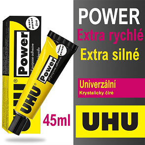 Lepidlo UHU univerzální lepidlo All Purpose Power Transparent. Balení 45ml.