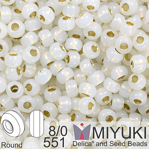 Korálky Miyuki MIX Round 6/0. Barva 551 Gilt Lined Opal. Balení 5g
