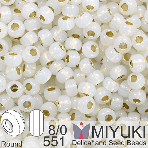 Korálky Miyuki MIX Round 6/0. Barva 551 Gilt Lined Opal. Balení 5g