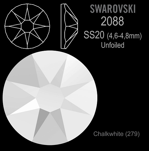 Swarovski 2058 XIRIUS Unfoiled velikost SS20 barva CHALKWHITE