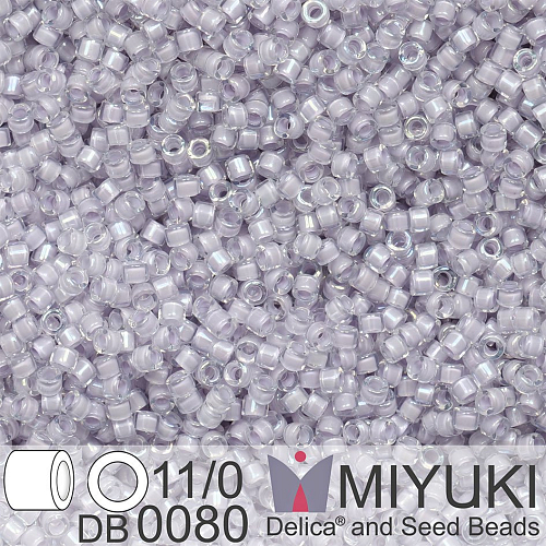 Korálky Miyuki Delica 11/0. Barva Pale Violet Lined Crystal Luster  DB0080. Balení 5g.