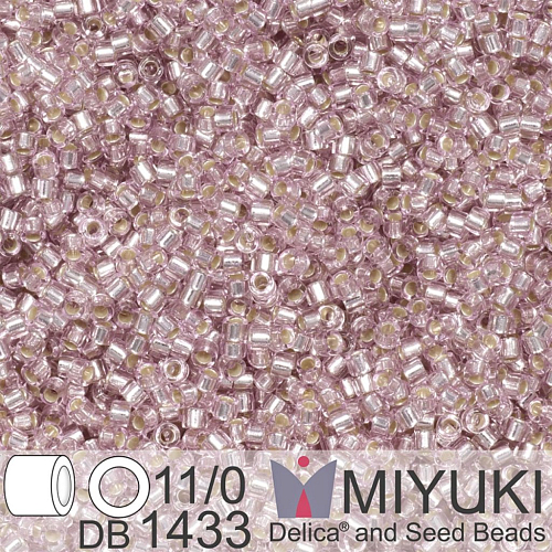 Korálky Miyuki Delica 11/0. Barva Silverlined Pale Blush DB1433. Balení 5g