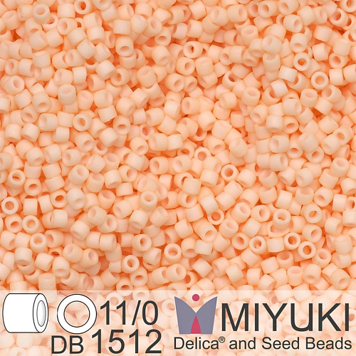 Korálky Miyuki Delica 11/0. Barva Matte Opaque Light Peach DB1512. Balení 5g