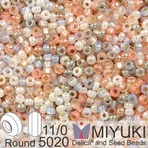 Korálky Miyuki Round 11/0. Barva Moonstone Mix 5020. Balení 5g.