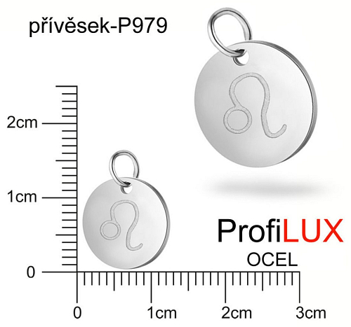 Přívěsek Chirurgická Ocel ozn-P979 znamení LEV velikost  pr.12mm. Řada přívěsků ProfiLUX