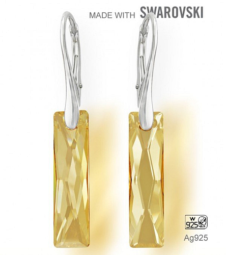 Náušnice sada Made with Swarovski 6465 Crystal (001) Golden Shadow (GSHA) 25x7mm+náušnice Ag925
