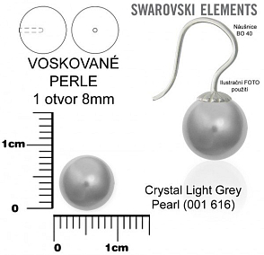 SWAROVSKI 5818 Voskované Perle 1otvor barva CRYSTAL LIGHT GREY 616 velikost 8mm.