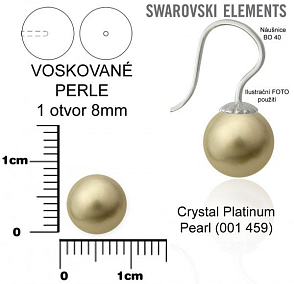 SWAROVSKI 5818 Voskované Perle 1otvor barva CRYSTAL PLATINUM PEARL velikost 8mm.