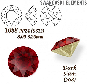 SWAROVSKI ELEMENTS 1088 XIRIUS Chaton PP24 (SS12) 3,00-3,20mm barva Dark Siam (308).