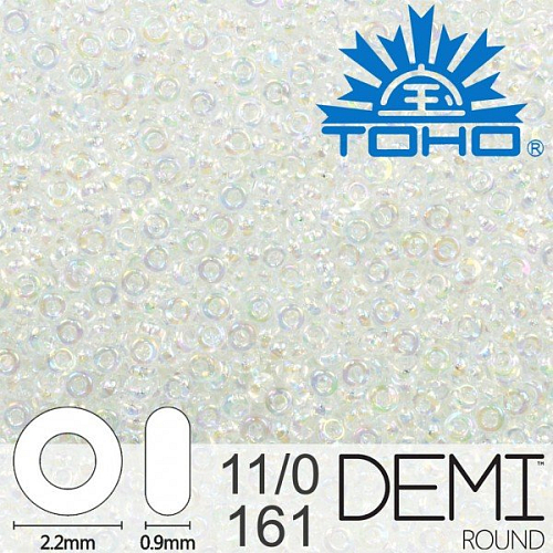 Korálky TOHO Demi Round 11/0. Barva 161 Transparent-Rainbow Crystal . Balení 5g.