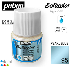 Barva na Textil SETACOLOR OPAQUE Pebeo. barva č. 95 PEARL BLUE. Balení 45ml.