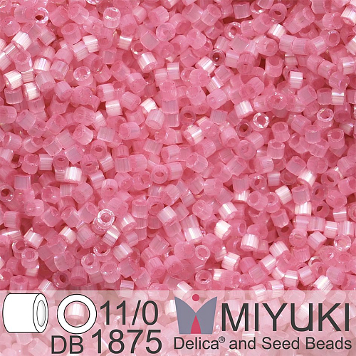 Korálky Miyuki Delica 11/0. Barva Silk Inside Dyed Lt Carnation AB DB1875. Balení 5g.