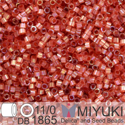 Korálky Miyuki Delica 11/0. Barva Silk Inside Dyed Berry AB DB1865. Balení 5g.