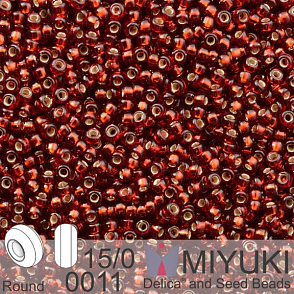 Korálky Miyuki Round 15/0. Barva 0011 S/L Ruby. Balení 5g.