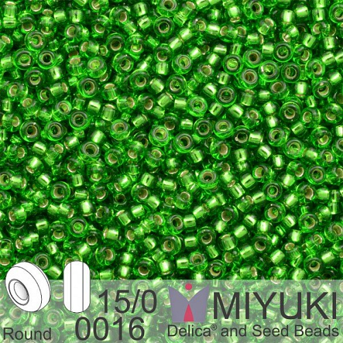 Korálky Miyuki Round 15/0. Barva 0016 S/L Green. Balení 5g