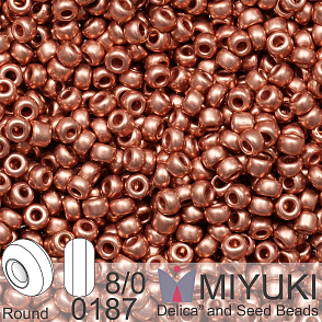 Korálky Miyuki Round 8/0. Barva 0187 Copper Plated. Balení 3g