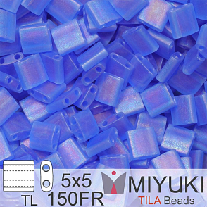 Korálky MIYUKI tvar TILA BEADS velikost 5x5mm. Barva TL 150FR Matte Transparent Sapphire Blue AB Balení 5g.