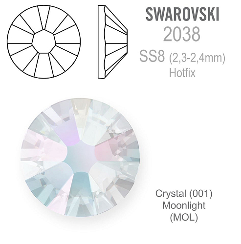 SWAROVSKI xilion rose HOT-FIX velikost SS8 barva CRYSTAL MOONLIGHT 