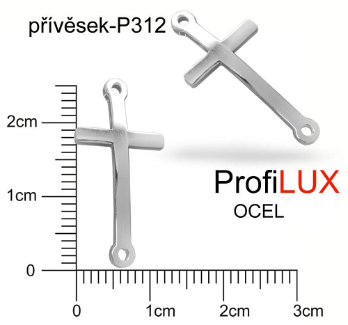 Přívěsek Chirurgická Ocel ozn-P312 přívěsek KŘÍŽEK velikost 25x13mm tl.1.0mm. Řada přívěsků ProfiLUX. 