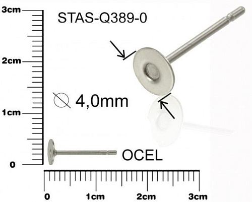 Puzeta s ploškou  4mm CHIRURGICKÁ OCEL ozn.-STAS-Q389 0