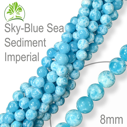 Korálky z minerálů Sky-Blue Sea Sediment Imperial (synt)  Velikost pr.8mm. Balení 10Ks.