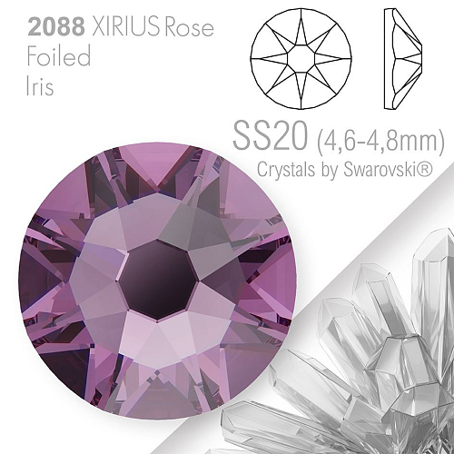 SWAROVSKI  XIRIUS Rose 2088 Foiled. Barva Iris velikost SS20 (4,6-4,8mm). Balení 15Ks.