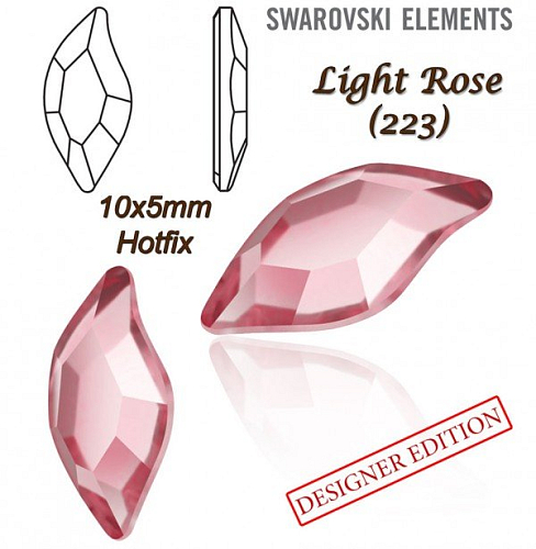 SWAROVSKI HOT-FIX 2797 tvar DIAMOND LEAF FB velikost 10x5mm barva LIGHT ROSE