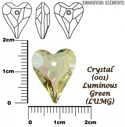 SWAROVSKI Wild Heart Pendant barva CRYSTAL LUMINOUS GREEN velikost 17mm. 