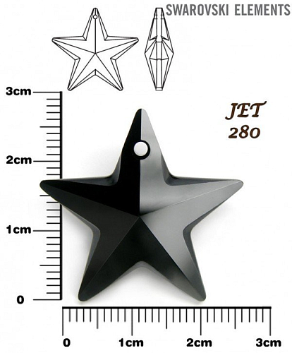 SWAROVSKI Starfish 6714 Pendant barva JET velikost 28mm.