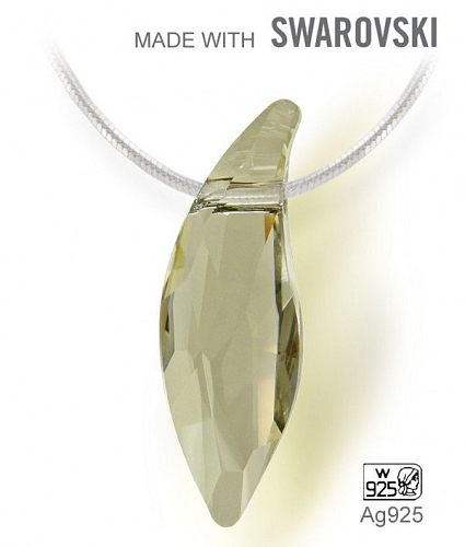 Přívěsek Made with Swarovski 6904 Crystal (001) Silver Shade (SSHA) 30mm+řetízek Ag925
