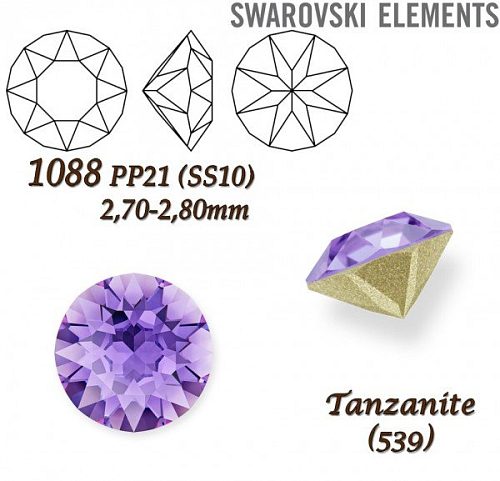 SWAROVSKI ELEMENTS 1088 XIRIUS Chaton PP21 (SS10) 2,70-2,80mm barva Tanzanite (539). 