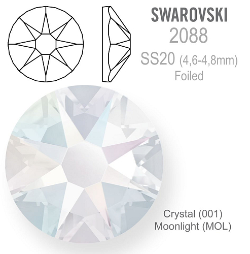 SWAROVSKI XIRIUS FOILED velikost SS20 barva CRYSTAL MOONLIGHT 
