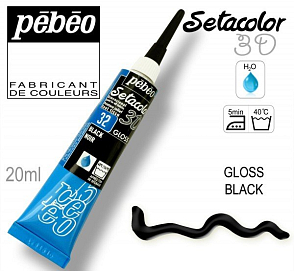 Kontura 3D SETACOLOR. Výrobce Pebeo. Barva 32 GLOSS BLACK.