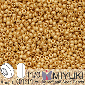 Korálky Miyuki Round 11/0. Barva 0191F Matte 24kt Gold Plated. Balení 3g.