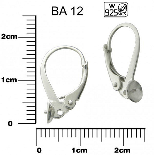 NÁUŠNICE mechanická ozn. BA 12. Materiál STŘÍBRO AG925.váha 0,54g.