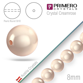 Korálky PRIMERO Crystals 5810. Barva Crystal Creamrose. Velikost 8mm