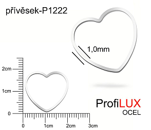 Přívěsek Ocel ozn-P1222 SRDCE velikost 20x18mm. Síla 1,0mm. Řada přívěsků ProfiLUX