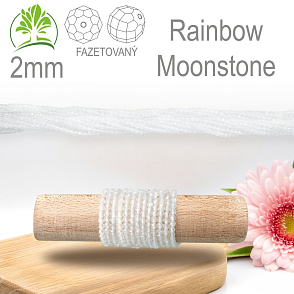 Korálky z minerálů Rainbow Moonstone Fazetovaný přírodní polodrahokam. Velikost pr.2mm. Balení 190Ks