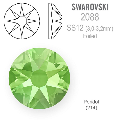SWAROVSKI 2088 XIRIUS FOILED velikost SS12 barva PERIDOT .