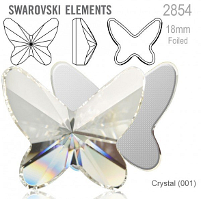 SWAROVSKI 2854 Butterfly Flat Back Foiled velikost 18mm. Barva Crystal 