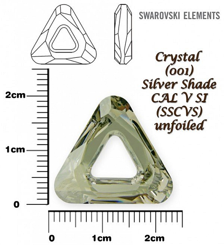SWAROVSKI ELEMENTS Cosmic Triangle 4737 barva CRYSTAL (001) SILVER SHADE CAL V SI (SSCVS) velikost 20mm. 