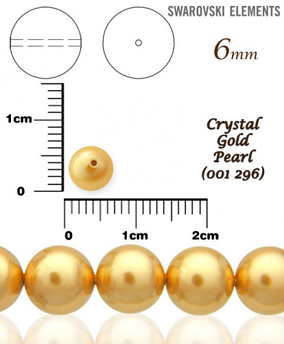 SWAROVSKI 5810 Voskované Perle barva CRYSTAL GOLD PEARL velikost 6mm. Balení 5Ks