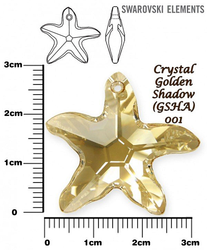 SWAROVSKI Starfish Pendant barva CRYSTAL GOLDEN SHADOW velikost 28mm.