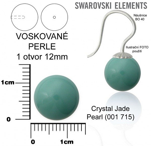 SWAROVSKI  5818 Voskované Perle 1otvor barva CRYSTAL JADE PEARL velikost 12mm.
