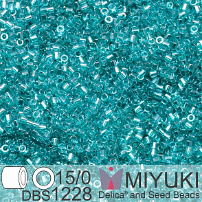 Korálky Miyuki Delica 15/0. Barva DBS 1228 Transparent Caribbean Teal Luster. Balení 2g.