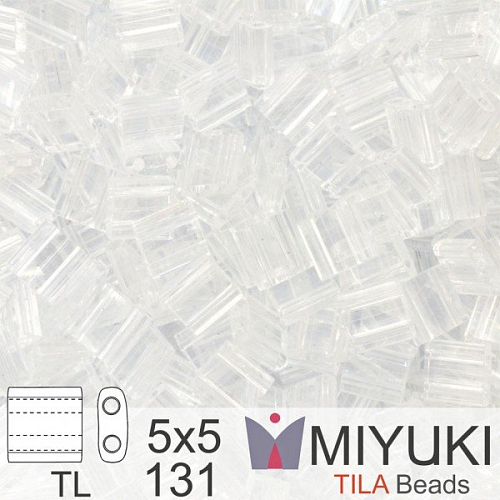 Korálky MIYUKI tvar TILA BEADS velikost 5x5mm. Barva TL-131 Crystal . Balení 5g.